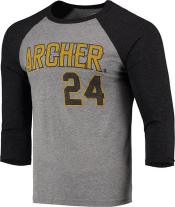 108 STITCHES Men's Chris Archer Heathered Gray Pittsburgh Pirates Player  Money Tri-Blend Raglan Long Sleeve T-Shirt