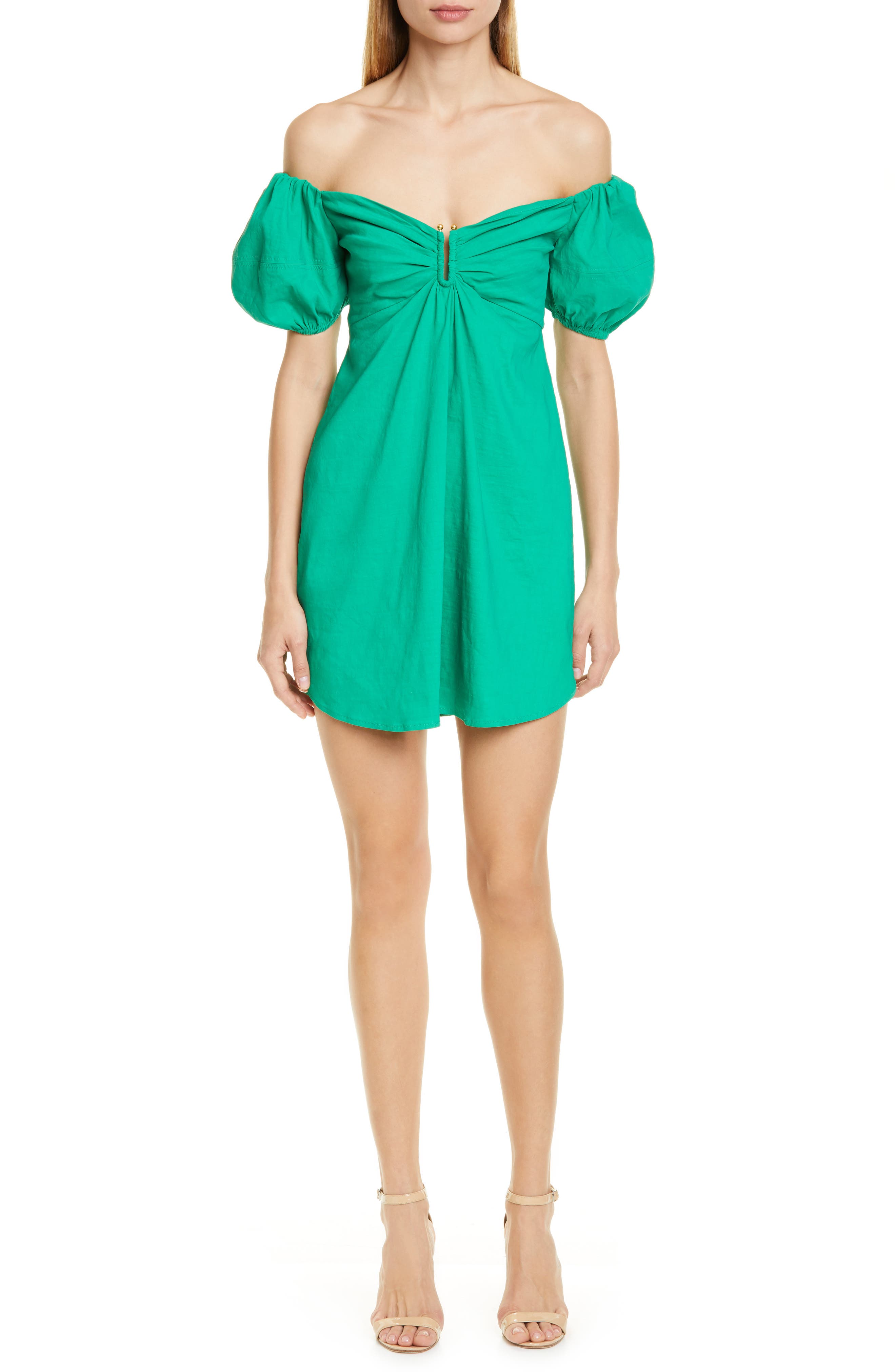 A.l.c. Aniston Off The Shoulder Babydoll Dress, Green