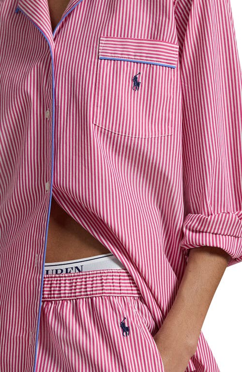 Polo Ralph Lauren Madison Stripe Cotton Pajamas In College Pink