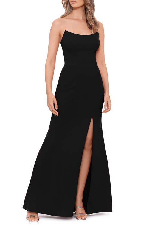 Betsy & Adam Strapless Scuba Crepe Gown Black at Nordstrom,