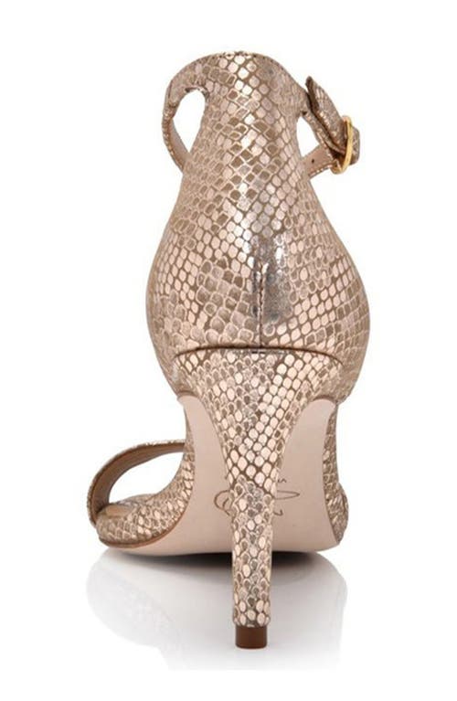 Joan Oloff Simone Sandal In Champagne Metallic Snake