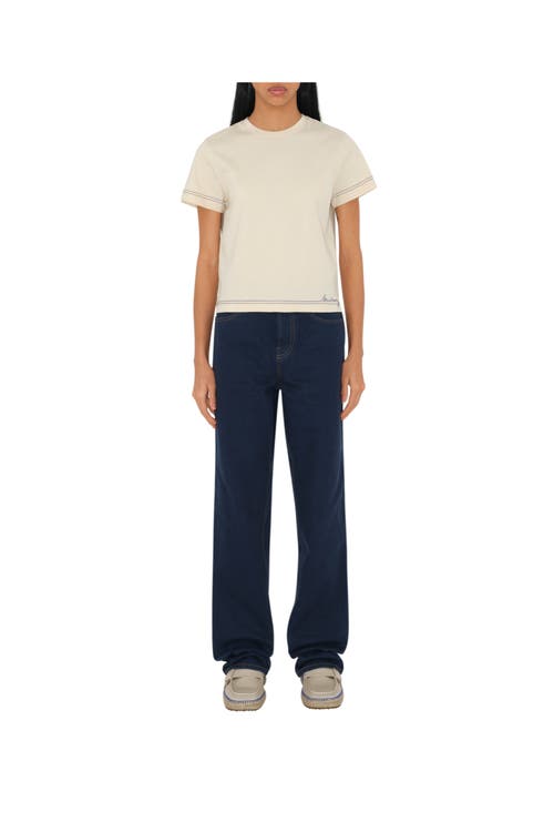 Burberry Logo Embroidered Cotton T-shirt In Soap