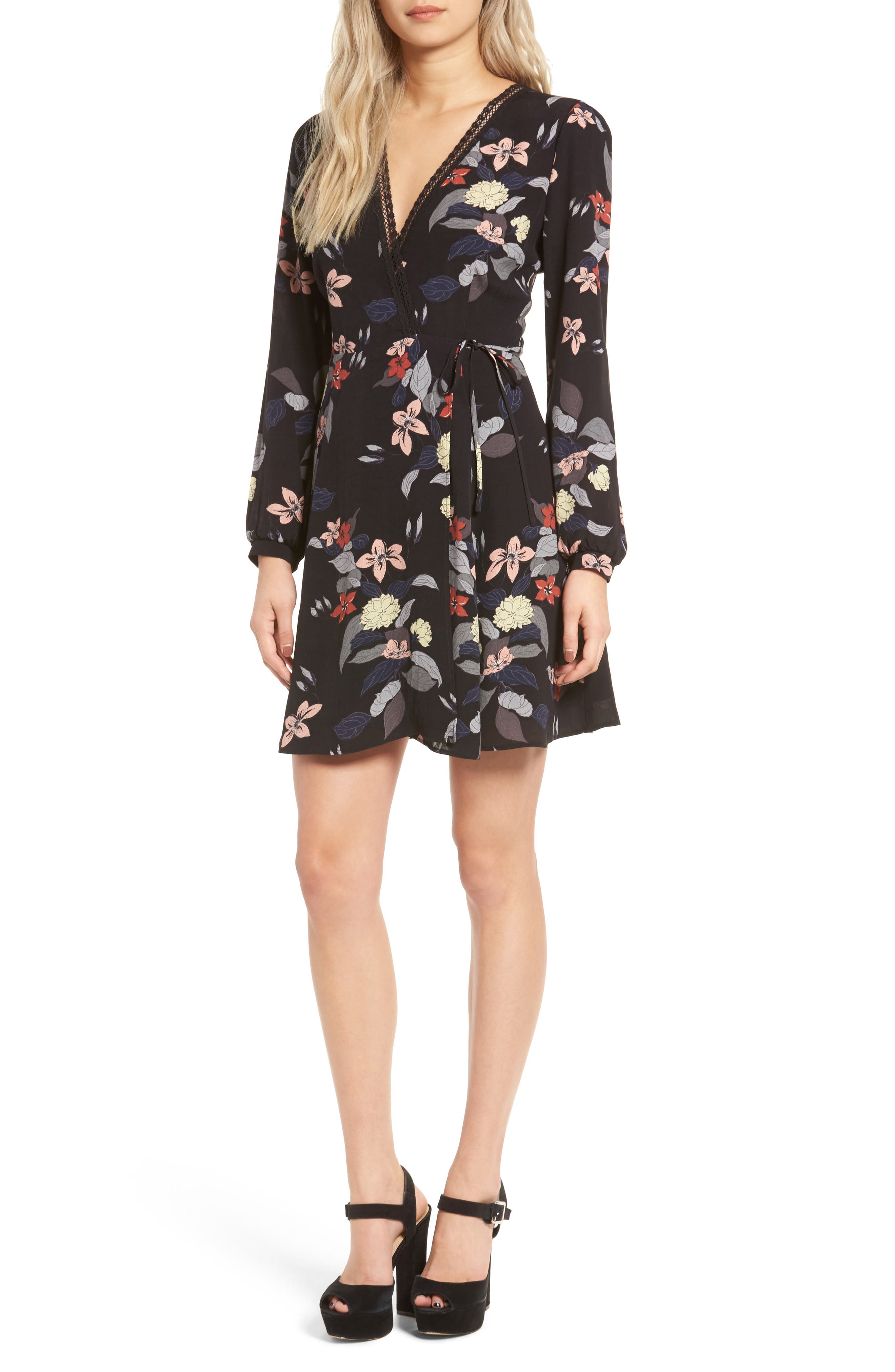 ASTR Floral Print Wrap Dress Nordstrom