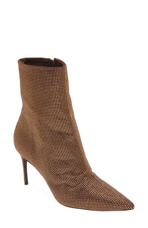 Dahlia Crystal Embellished Pointed Toe Boot in Mocha