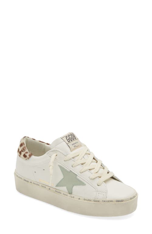 Golden Goose Hi Star Platform Sneaker In White/gray/leopard