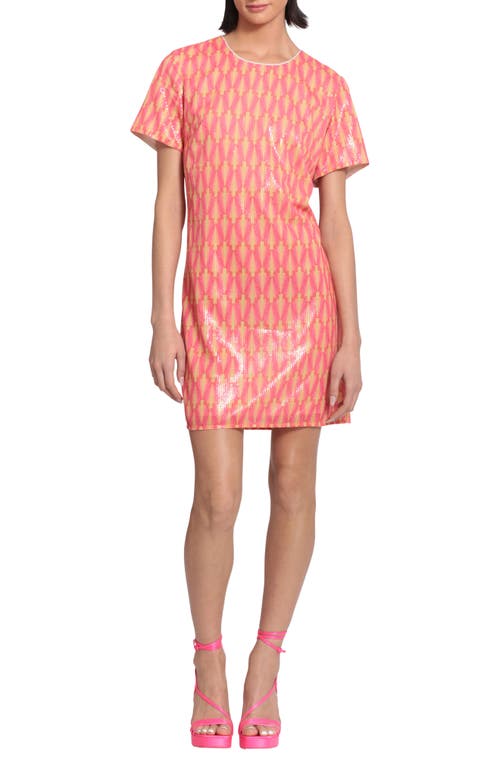 DONNA MORGAN FOR MAGGY Sequin Minidress in Pink/Yellow