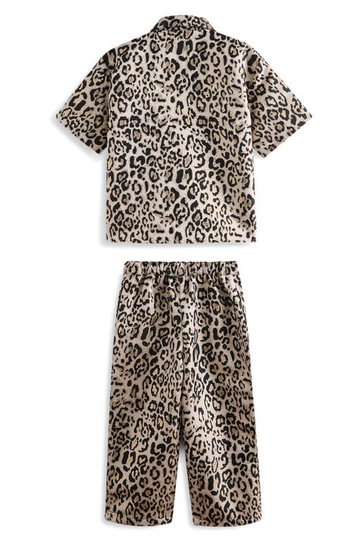 Smallsaints By Allsaints Kids' Leopard Print Button-up Shirt & Wide Leg Pants Set In Leopard