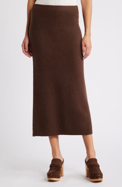 Shop Bobeau Rib Sweater Midi Skirt In Chocolate