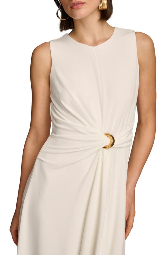 Shop Dkny Donna Karan New York Poly Twisted Sleeveless Dress In Cream