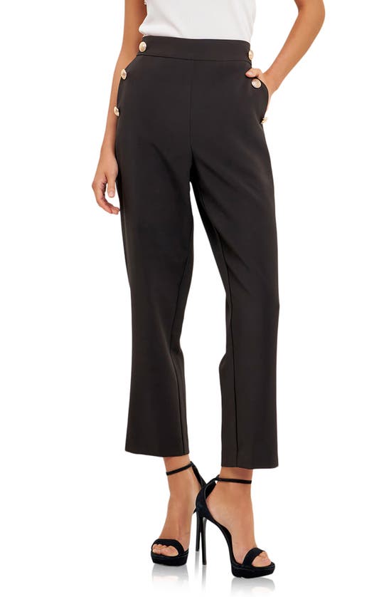 Endless Rose Button Detail Trousers In Black