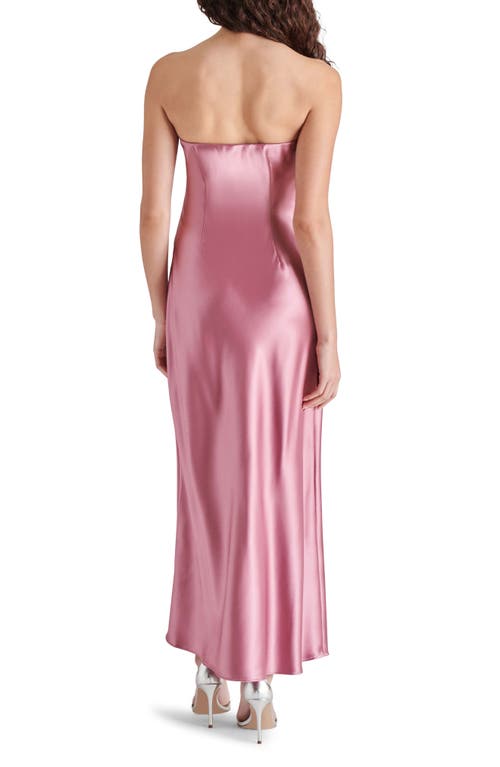 Shop Steve Madden Jessamine Strapless Stretch Satin Dress In Mauve Shadows