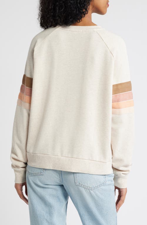 Rip Curl High Tide Stripe Raglan Sleeve Sweatshirt In Oatmeal Marle