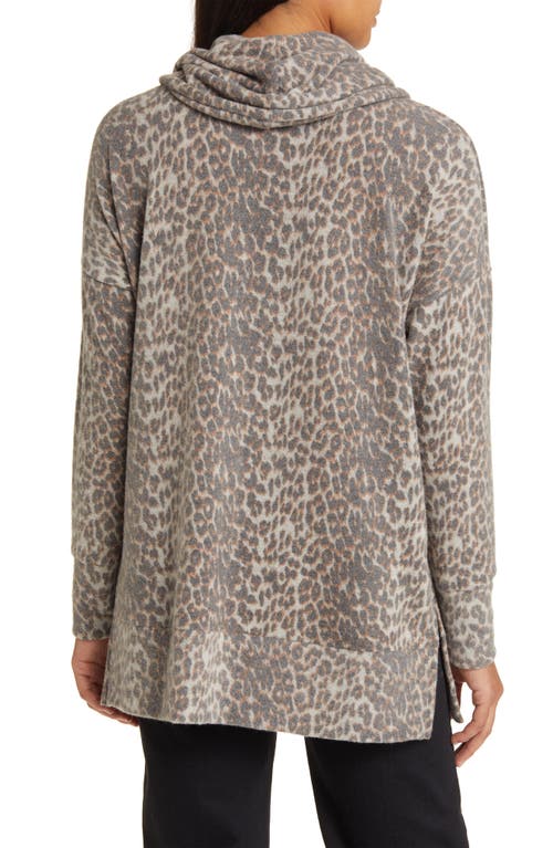 Shop Loveappella Cowl Neck Tunic In Gray/charcoal