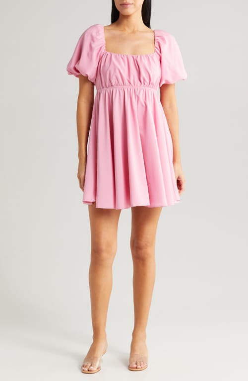 Puff Sleeve Babydoll Minidress in Pink