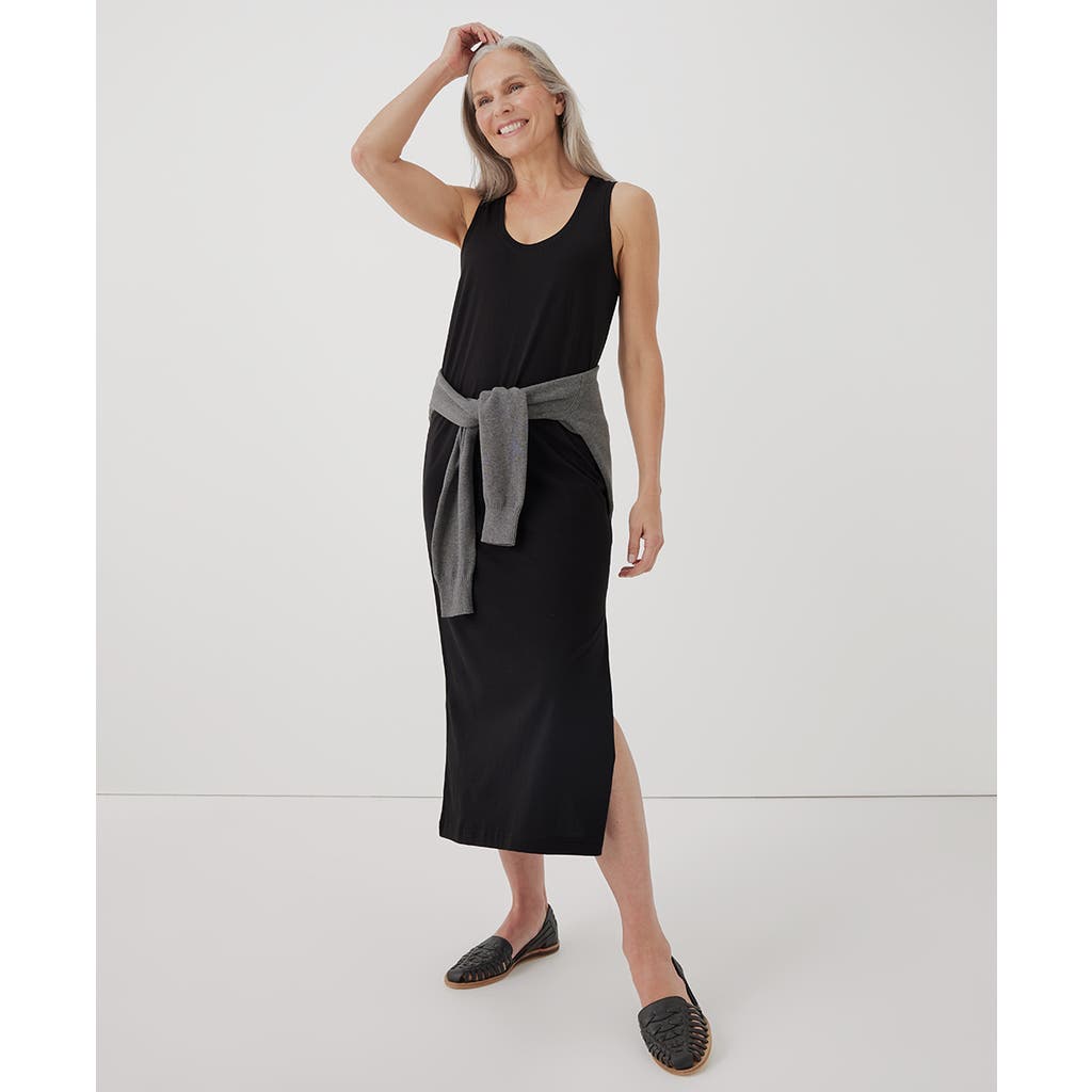Pact Organic Softspun Tank Midi Dress In Black