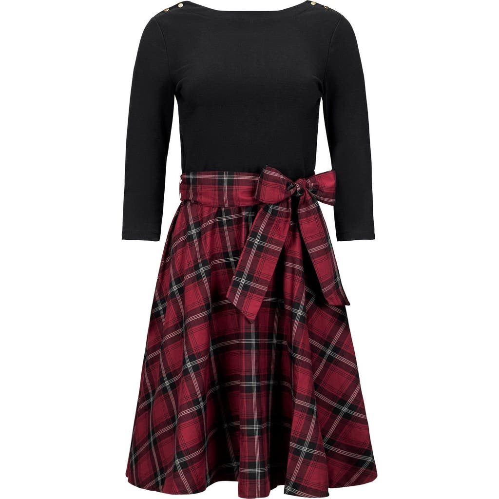 Hope & Henry French Skater Dress In Oxblood City Plaid