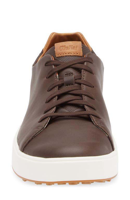 Shop Olukai Wai'alae Waterproof Leather Golf Shoe In Dark Wood/dark Wood