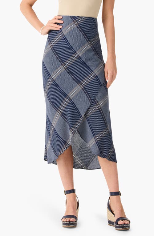 Shop Nic + Zoe Nic+zoe Line It Up Plaid Tulip Hem Midi Skirt In Indigo Multi