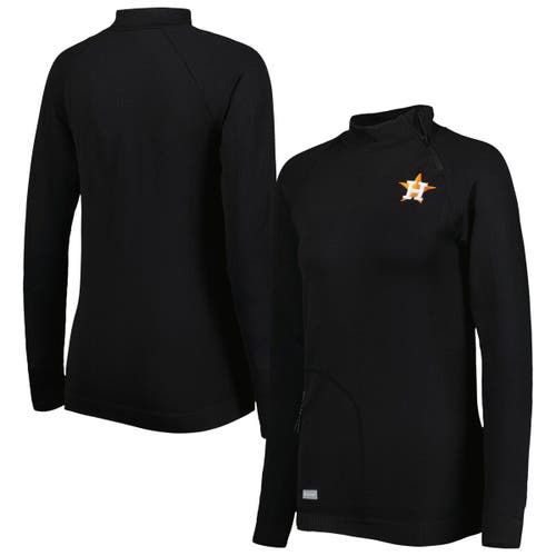Women's Levelwear Black Houston Astros Verse Asymmetrical Raglan Tri-Blend Quarter-Zip Jacket