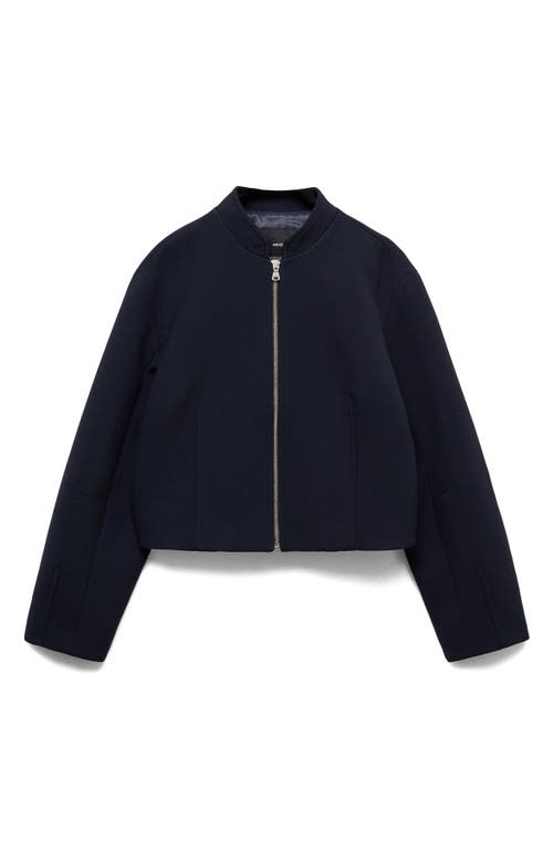 Shop Mango Bomber Jacket In Dark Navy