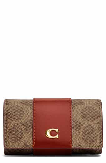 COACH 6 Ring Key Case In Floral Print Coated Canvas in Metallic