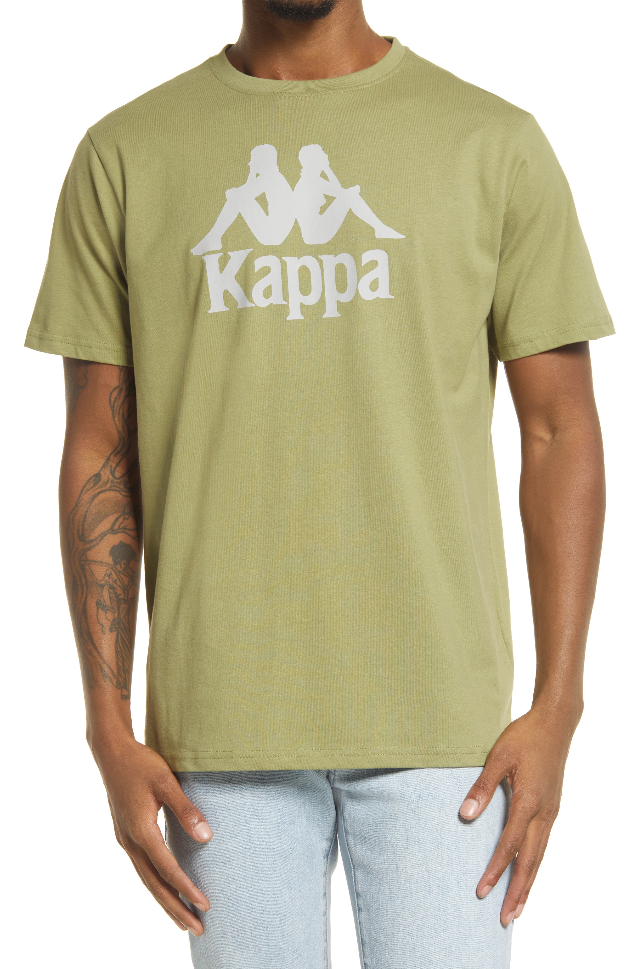 Kappa Authentic Estessi Logo Graphic Tee in Green Saliva-Grey at Nordstrom, Size Medium