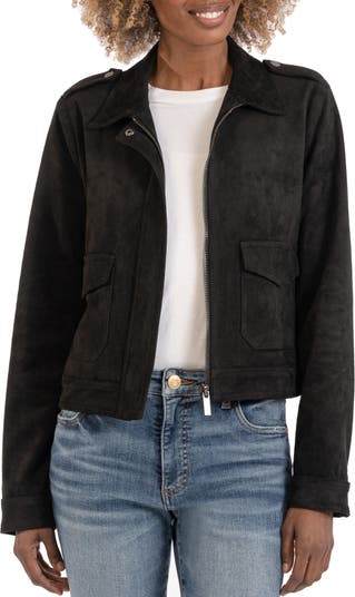 Black suede 2025 jacket womens