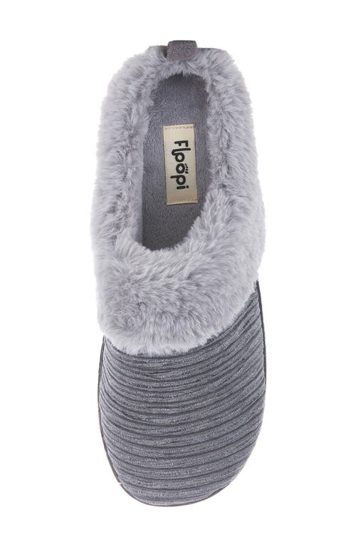 Floopi Faux Fur Trim Velour Clog Slipper In Grey