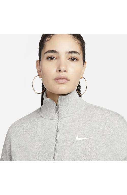 Nike Phoenix Fleece Cropped Quarter Zip Sweatshirt In Gray In Dark Grey Heather/sail