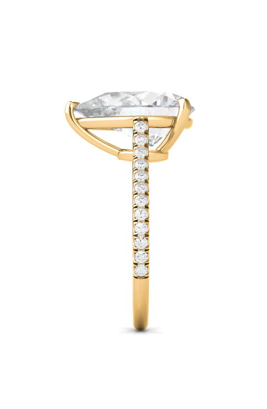 Hautecarat Pear Cut & Pavé Lab Created Diamond 18k Gold Ring In 18k Yellow Gold