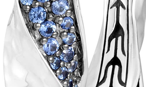Shop John Hardy Classic Chain Twisted Diamond Hoop Earrings In Blue Sapphire