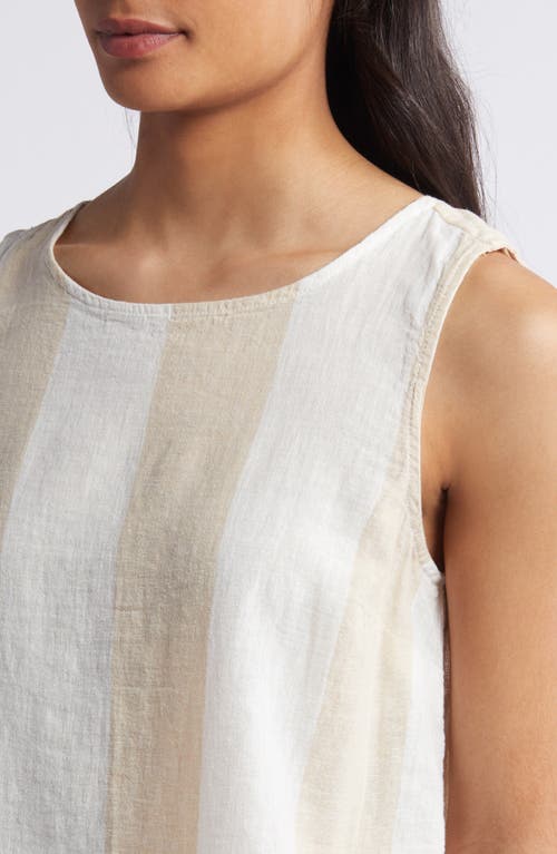 Shop Beachlunchlounge Kelis Stripe Layered Back Sleeveless Linen & Cotton Top In Sahara Sand