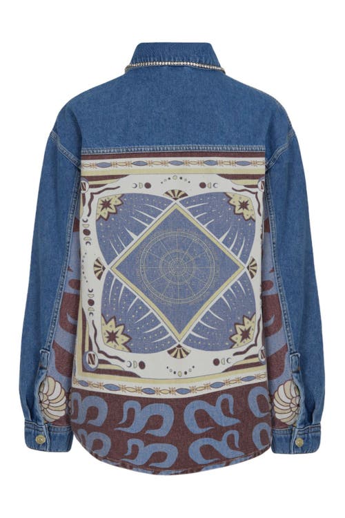 Shop Nocturne Printed Jean Jacket In Blue