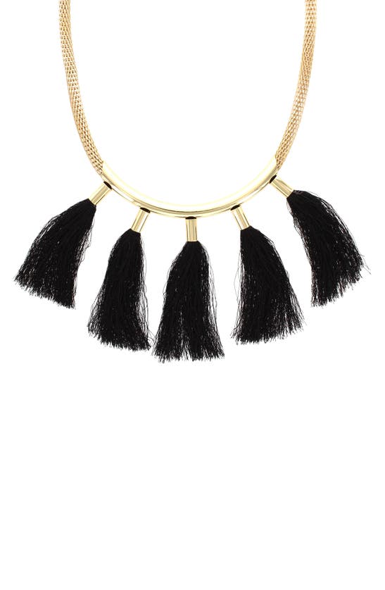Shop Olivia Welles Gaby Tassel Necklace In Gold / Black