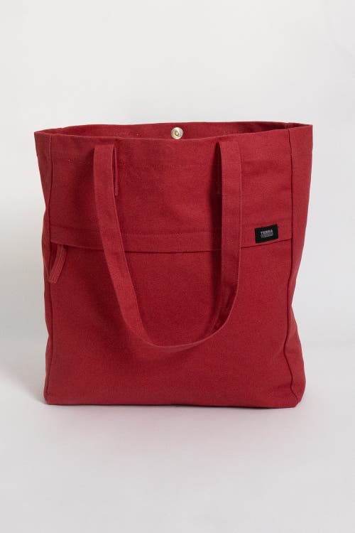 Shop Terra Thread Organic Cotton Canvas Work Tote Bag In Ruby Red