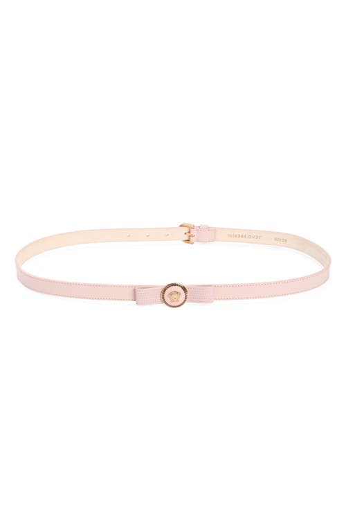 Versace La Medusa Bow Leather Belt In Dusty Rose-oro