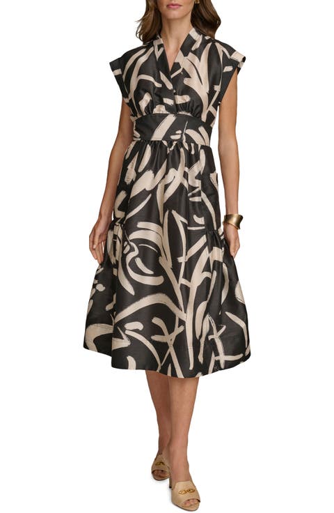 【Donna Karan New York】Petite Printed Faux-Wrap Midi Dress 00000000_zi_569c1c3c-f998-40f9