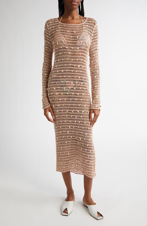 Zimmermann Wylie Shell Long Sleeve Crochet Cover-up Dress In Taupe