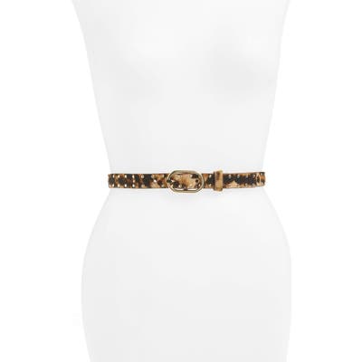 Frame Small Spotted Genuine Calf Hair Belt, Safari Leopard
