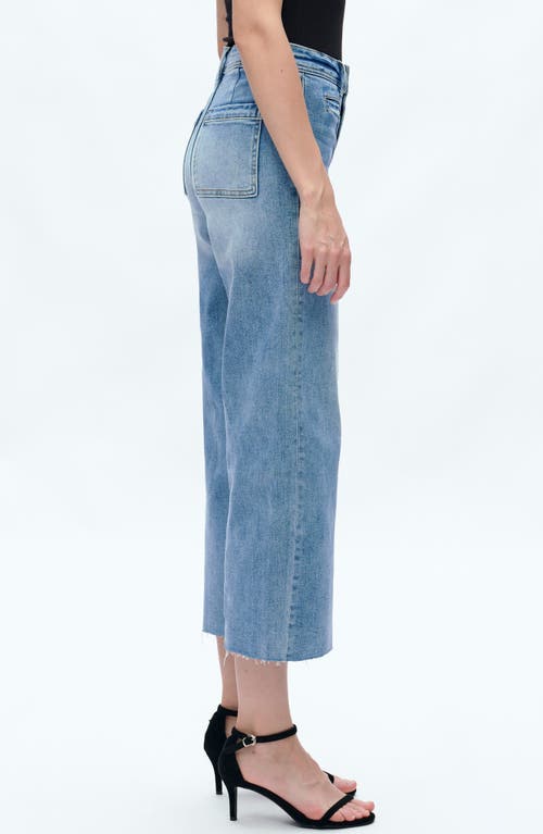 Bayeas Seamed High Waist Raw Hem Crop Wide Leg Jeans In Ice Blue