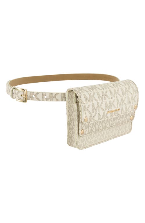 Shop Michael Michael Kors Michael Kors Logo Faux Leather Belt Bag In Vanilla