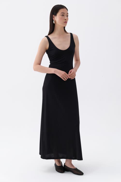 Shop Nocturne V-neck Midi Dress In Black