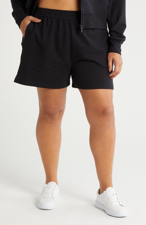 Shop Zella Swoop Terry Shorts In Black