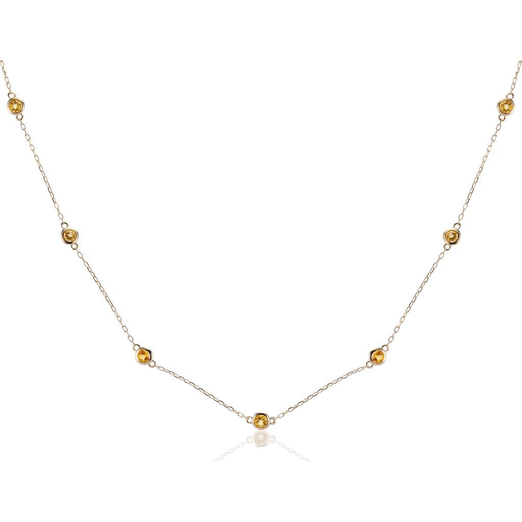 House Of Frosted Multistone Station Necklace In Silver/citrine