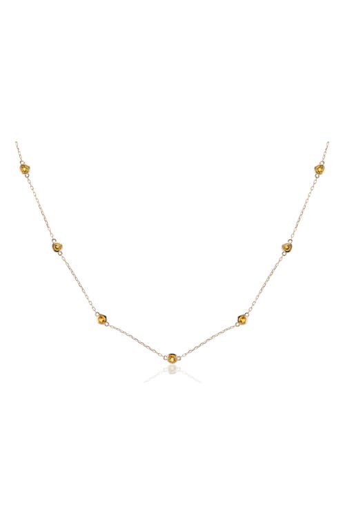 House Of Frosted Multistone Station Necklace In Silver/citrine