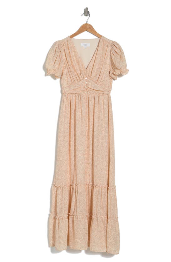 Lucky Brand Ruffle Tier Maxi Dress In Beige Leopard