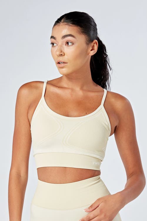 Shop Twill Active Recycled Color Block Body Fit Seamless Sports Bra In Stone