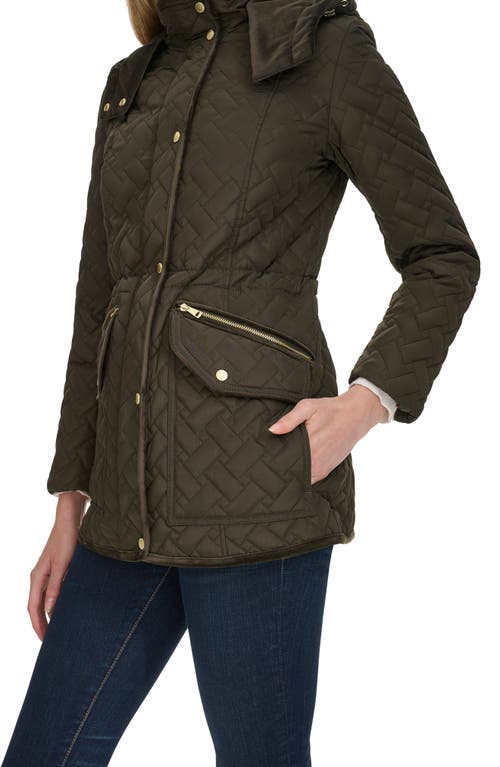 Shop Cole Haan Signature Quilted Parka In Olive