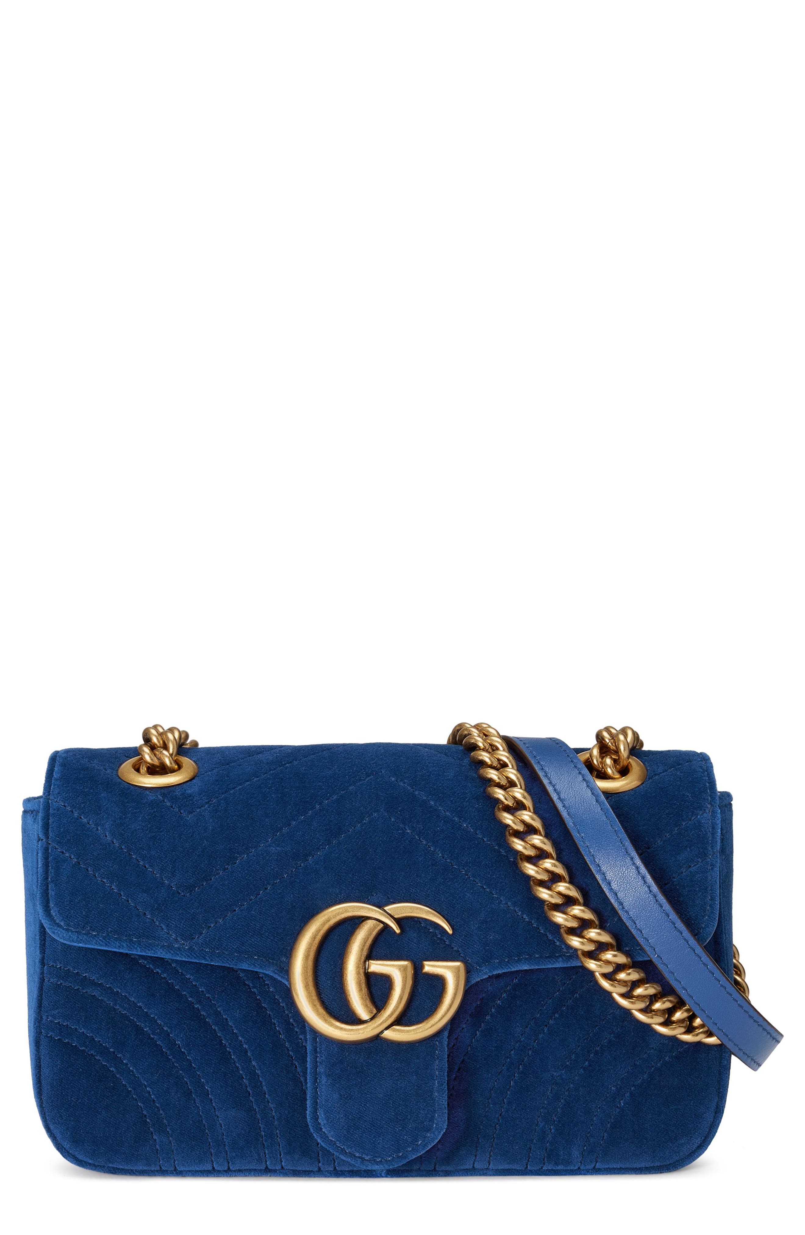 velvet blue gucci bag