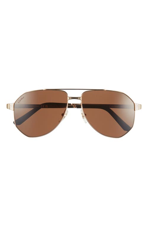 Cartier 60mm Polarized Pilot Sunglasses in Gold at Nordstrom